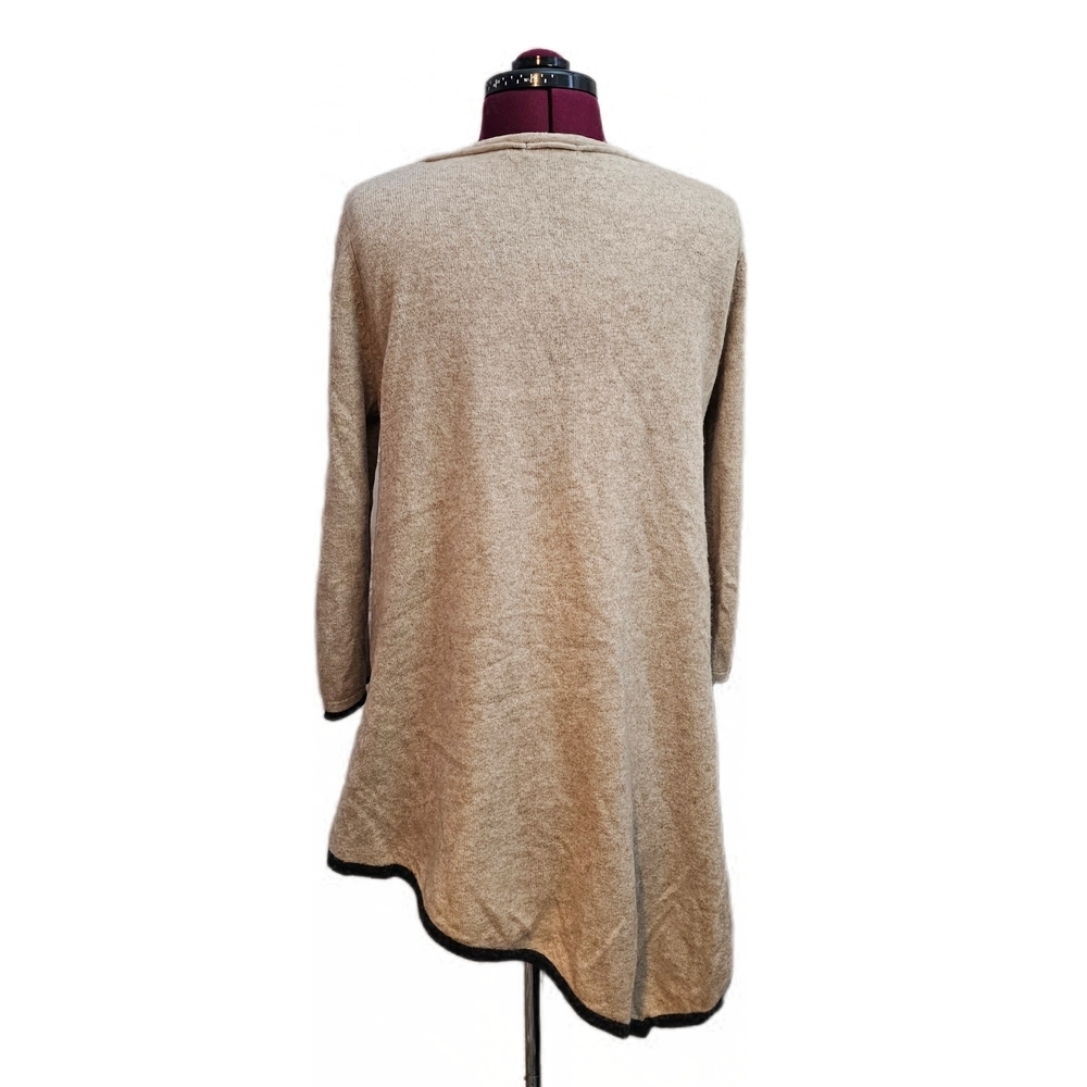 Philosophy Dan Lewis Asymmetrical Cashmere Tunic Sweater Oatmeal/Grey Trim - Picture 6 of 11